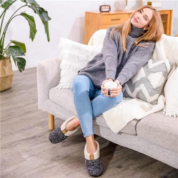 Women's Indoor  Slipper with Memory Foam Wool-Like with Anti-Skid Rubber Sole - Picture 5 of 6